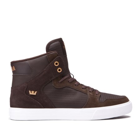 Supra Vaider Mens High Tops Shoes Chocolate UK 13FVD